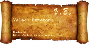 Valach Barakony névjegykártya